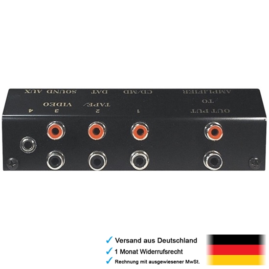 Audio Chinch Cinch Klinke Verteiler Umschalter Umschaltbox Switch 4 IN