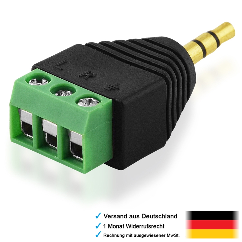 Klinke Stereo Audio Stecker Adapter 3 pins für zB Kopfhörer