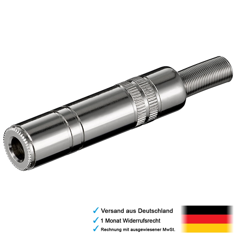 Hicon 6,3mm Klinkenbuchse Horizontal – 3-pol Stereo, Für DIY Audio