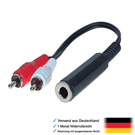 20cm Y Cinch Kabel Adapter 2 Chinch Stecker auf 1 Klinke Kupplung weiblich 6,3mm eBay