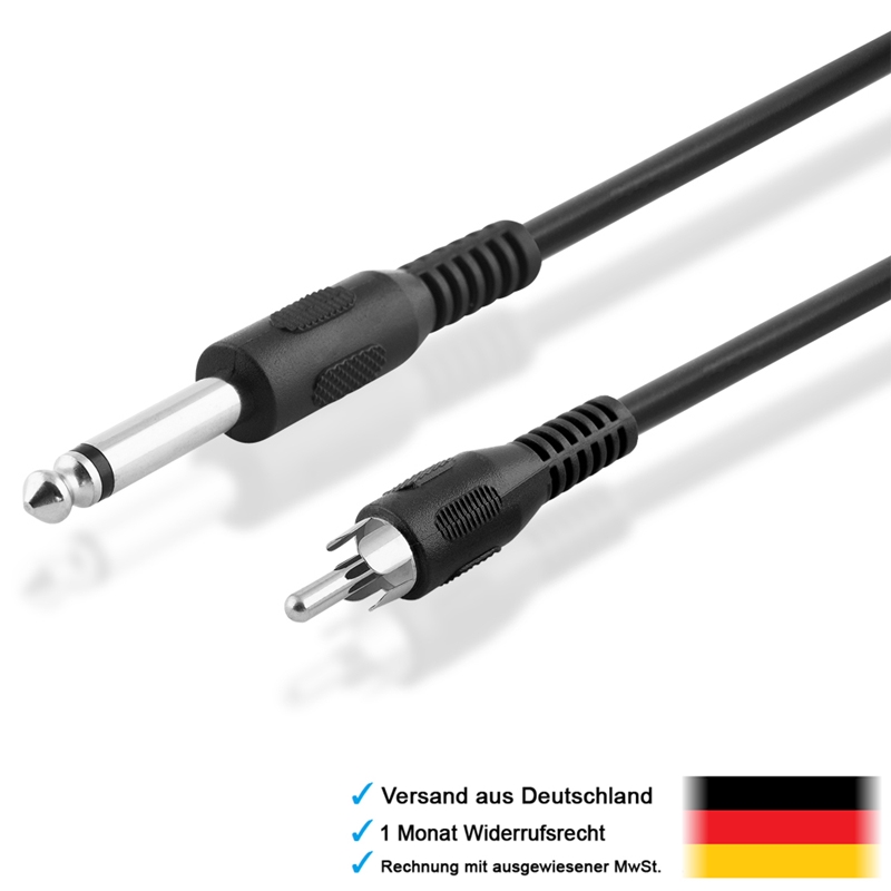 1 Meter Audio Chinch Kabel Adapter Cinch Stecker auf 6,3mm Mono Klinke Kopfhörer eBay