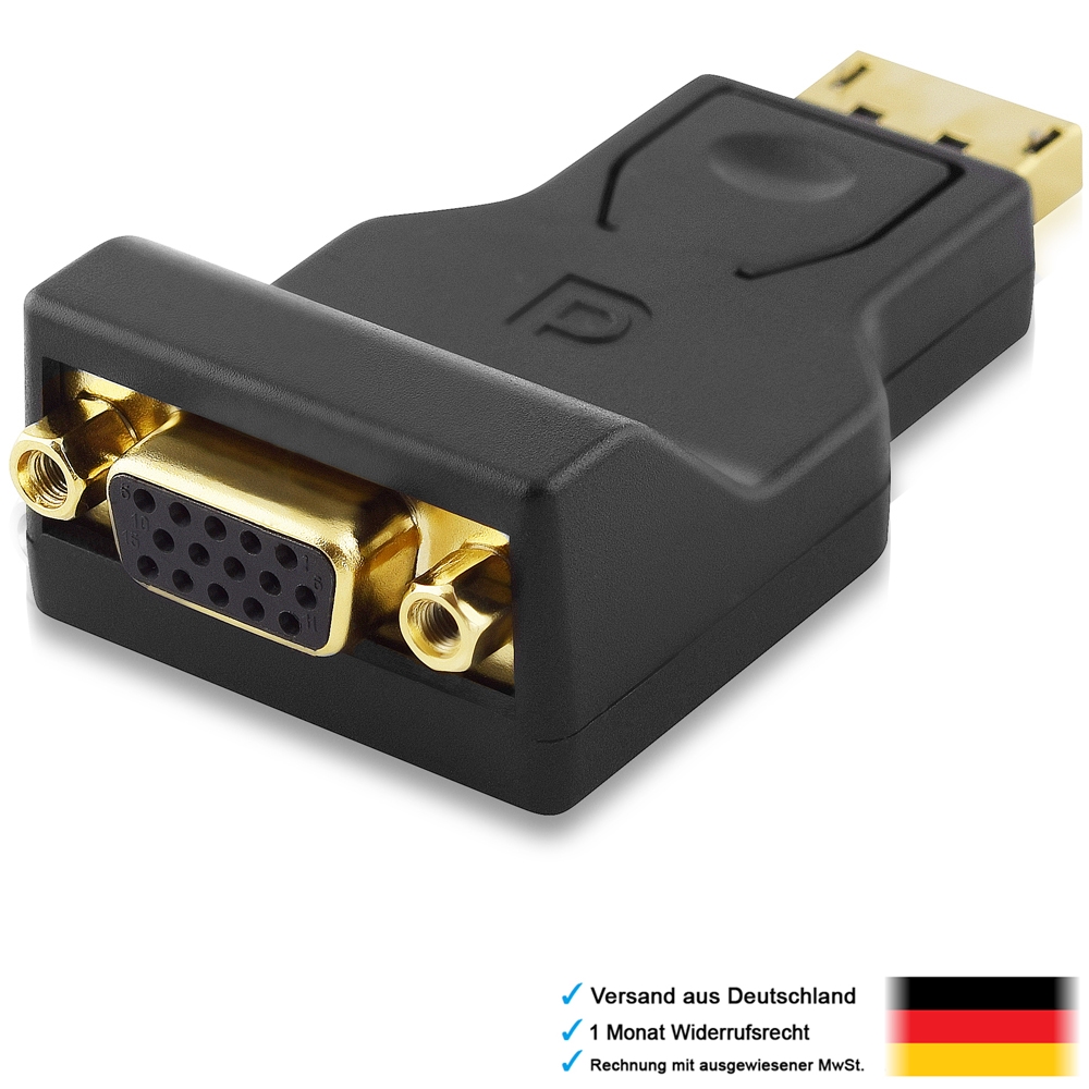 DisplayPort Adapter DP Stecker VGA D-SUB Buchse für PC Monitor Computer ...