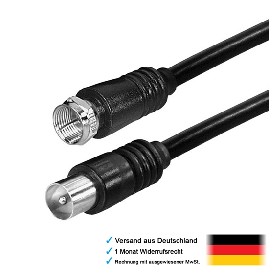 InLine SAT-Anschlusskabel 10 M – 2x Geschirmt, 2x F-Stecker, 85 DB, Schwarz