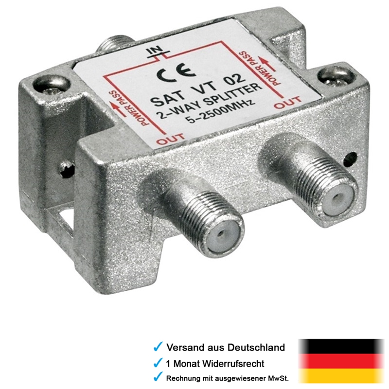 Sat Distributor Splitter for Satellite LNB Cable 1 in 2 out 100db