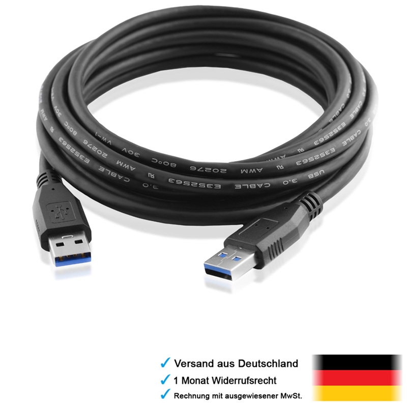 3.0 SuperSpeed USB AA Kabel Anschlusskabel mit flachen A-Stecker A ...