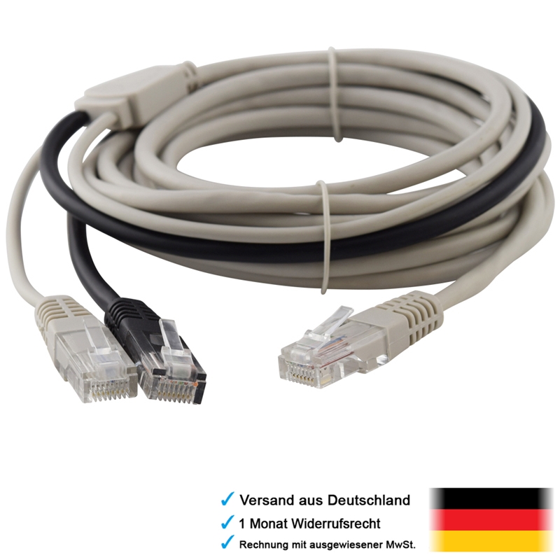 3m DSL LAN Netzwerk Y Kabel Verteiler 1x auf 2x RJ45 Stecker mit TAEF